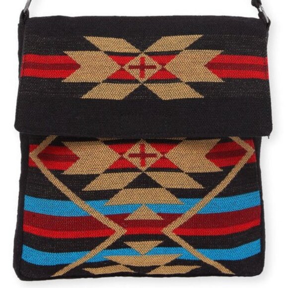Flap Top Shoulder Bag - Southwest Style - Ethnic Inspired Design - Lightweight - Picture 3 of 9